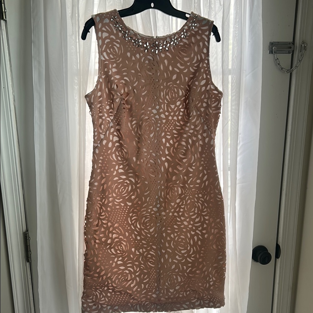 Elegant Tan Sleeveless Dress